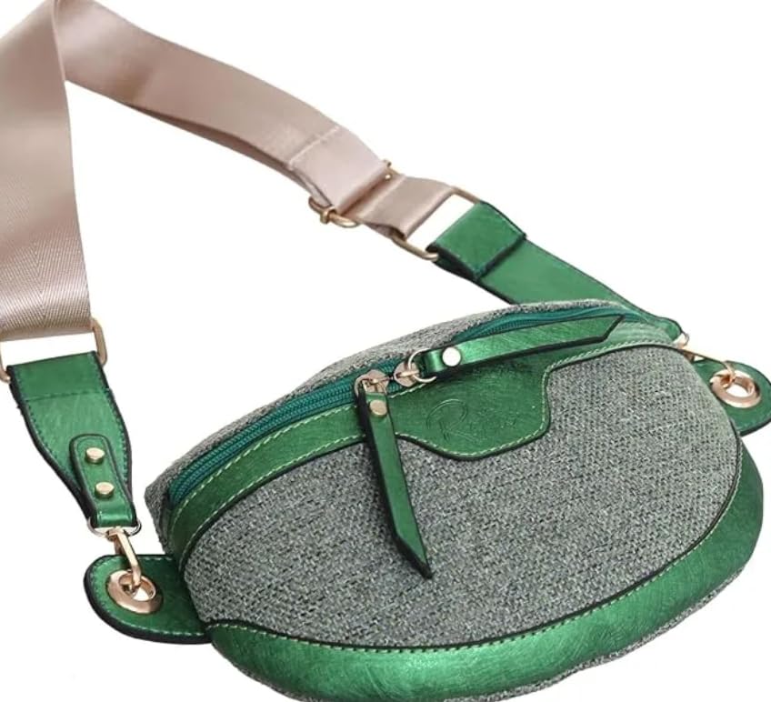 حقيبة روتيتو الفاخرة — موديل RT — 126 Leather Crossbody Bag Textured Design with Adjustable Strap — RT — 126-GREEN
