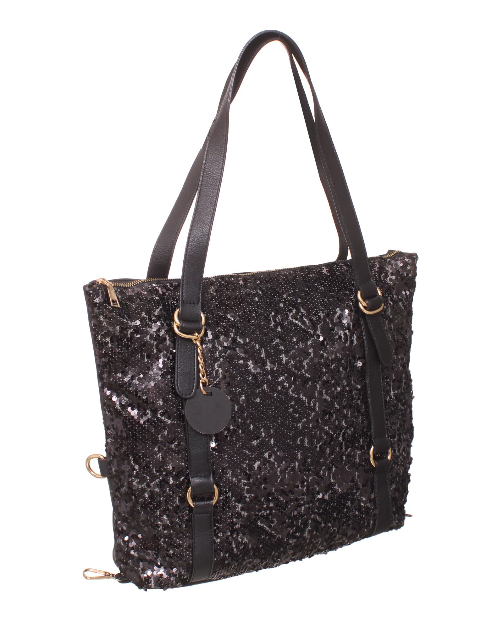 Rotitoo Women's Casual Sequin Flap Leather Handbag — صورة 2