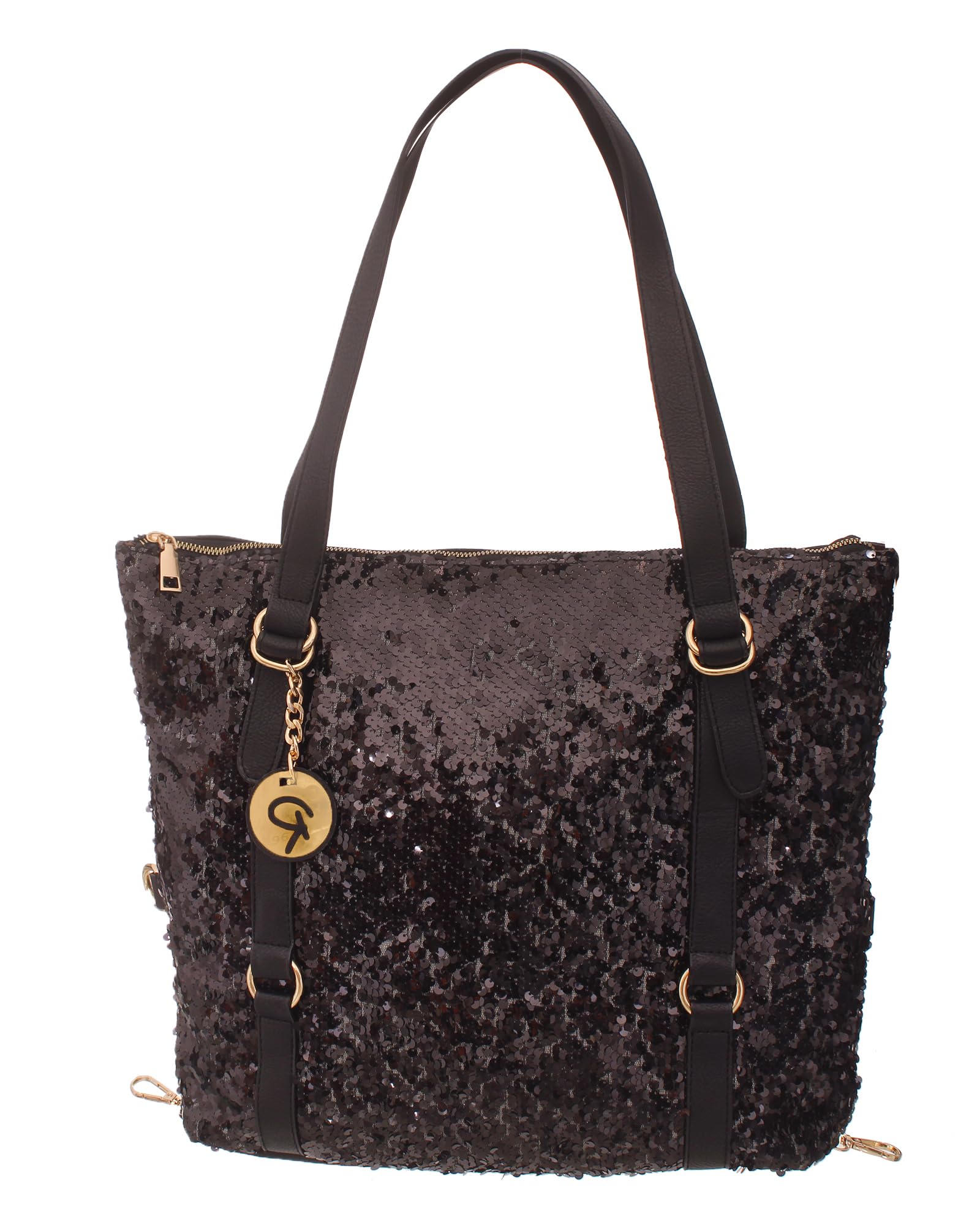 Rotitoo Women's Casual Sequin Flap Leather Handbag — صورة 4